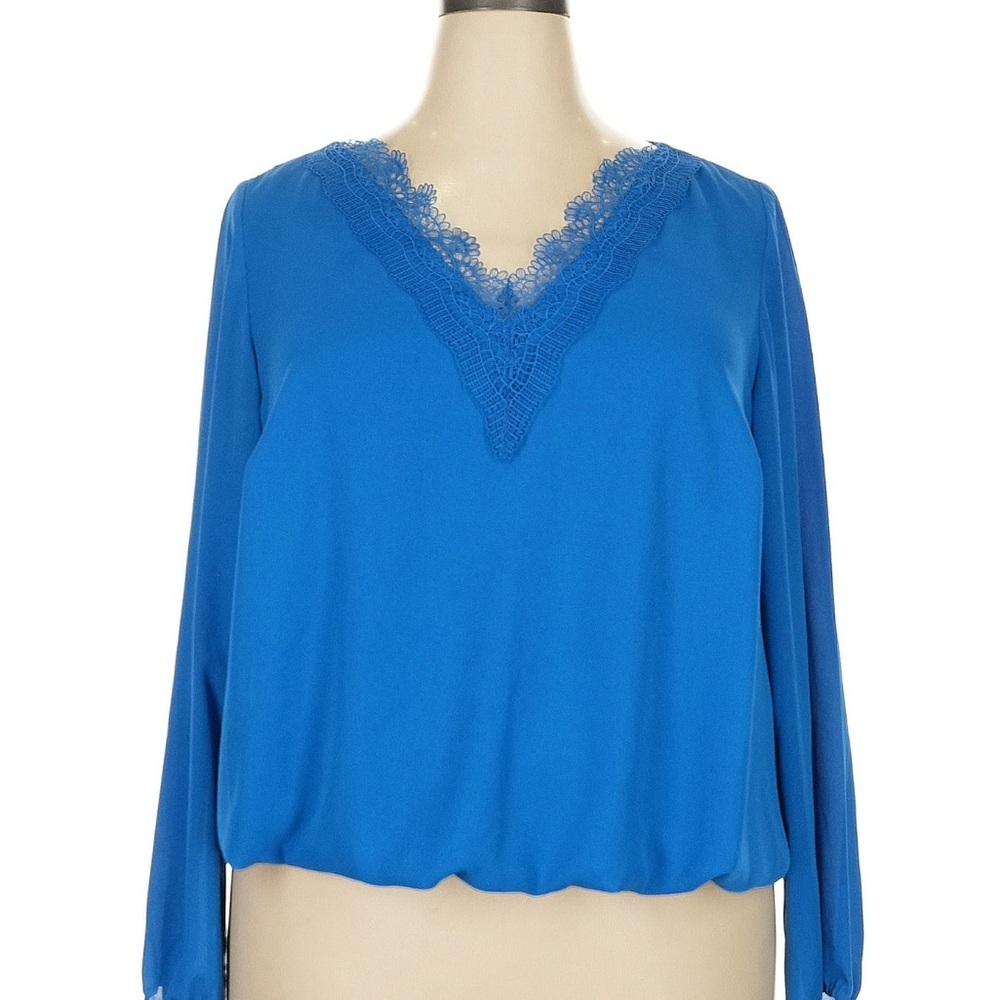 Alfani Blue Relaxed Long Sleeve Blouse